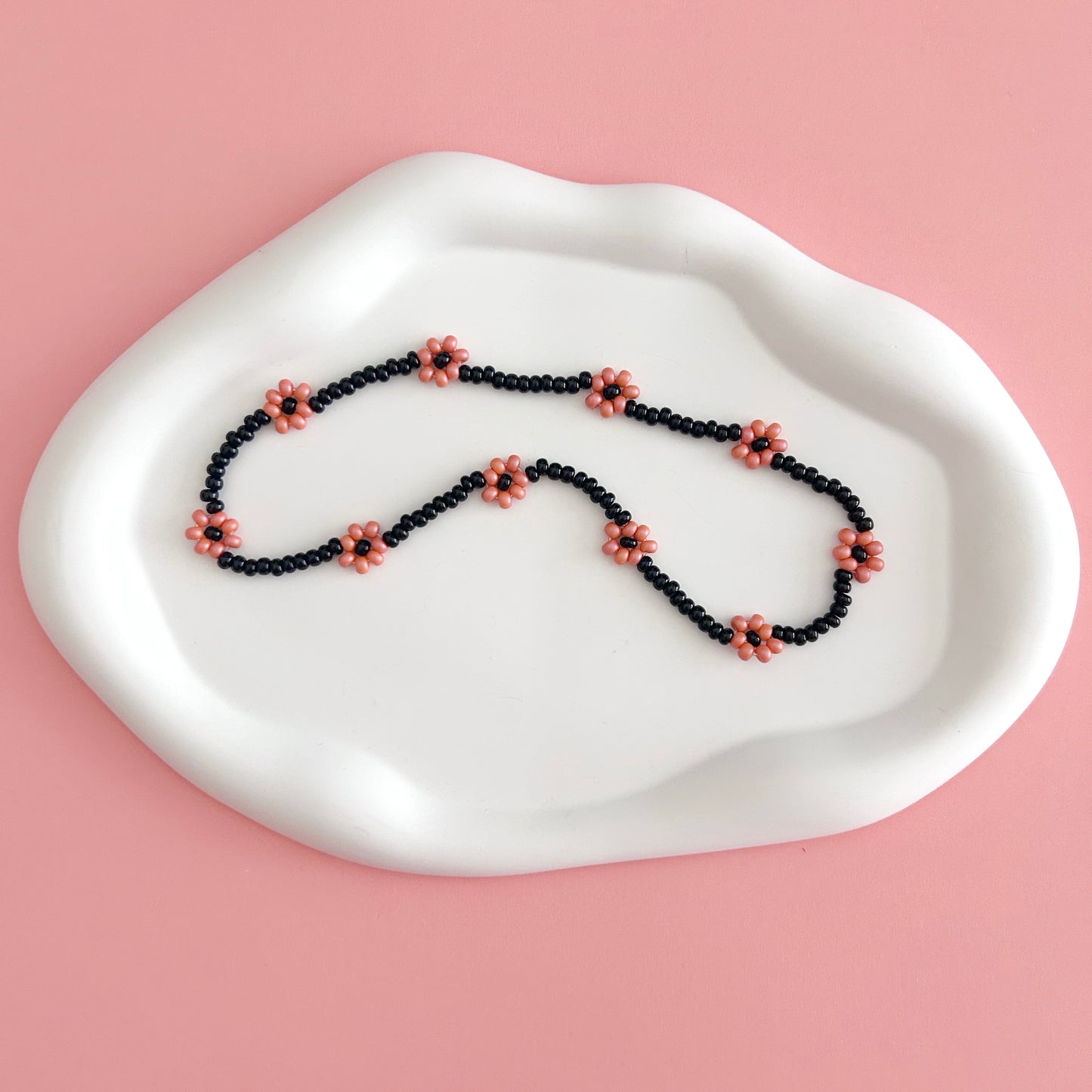 Pink and Black Daisy Choker