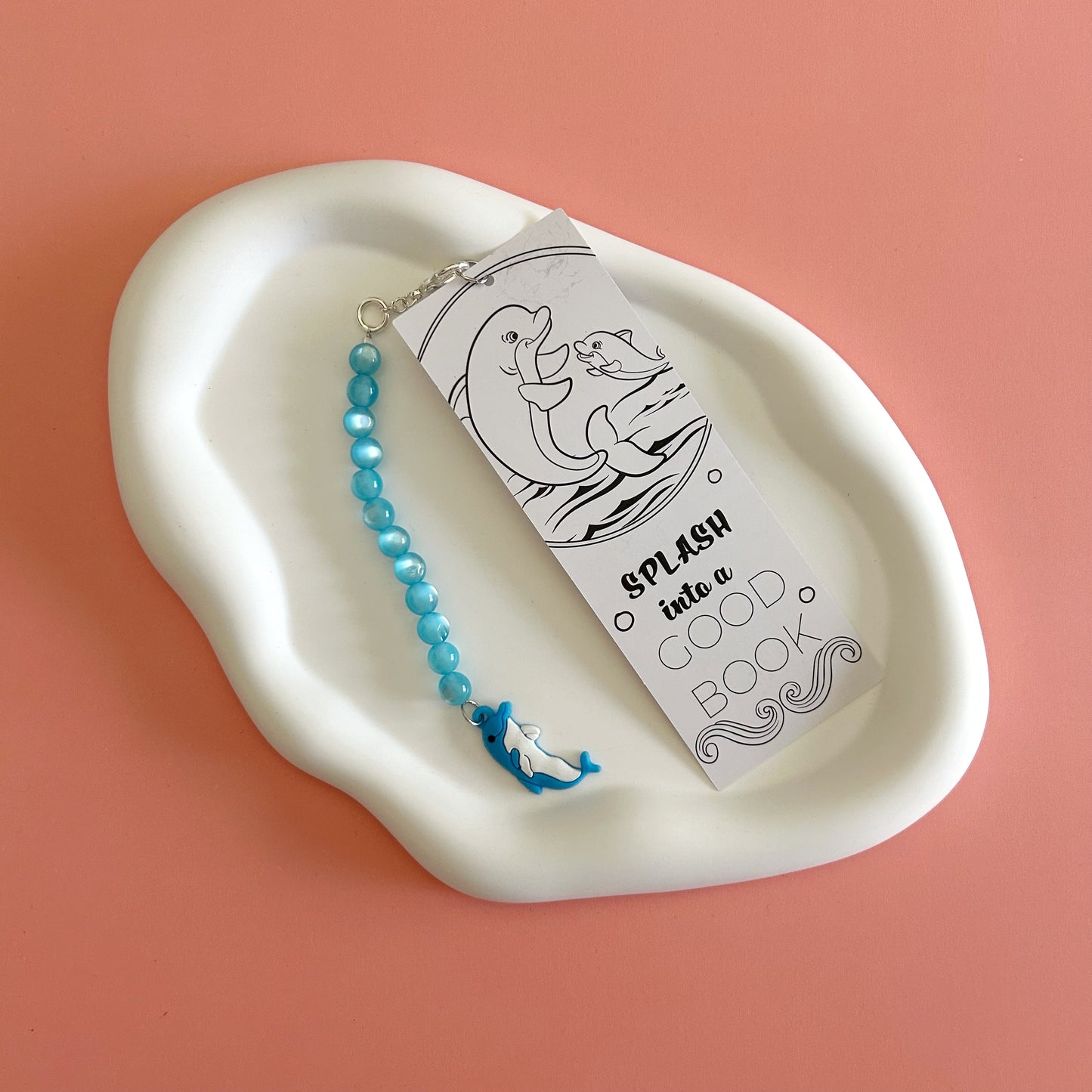 Mermaid and Dolphin Double Sided Bookmark