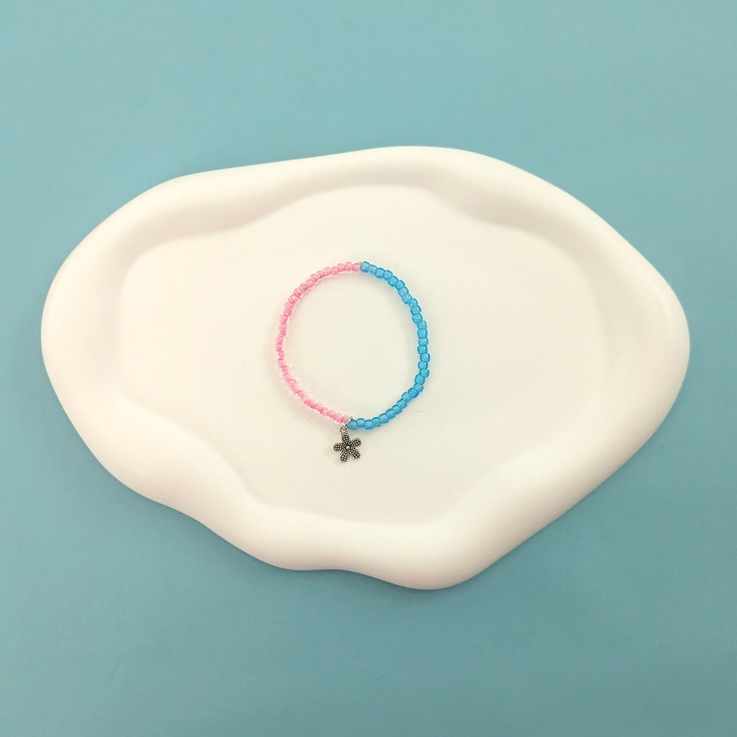 Pink and Blue Flower Charm Bracelet