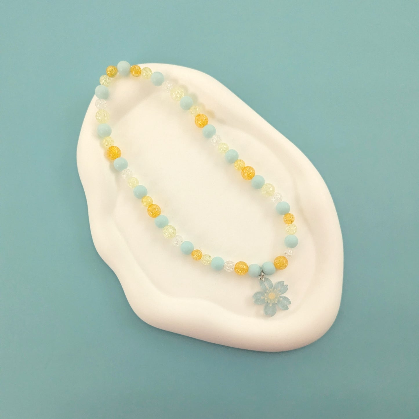 Pastel Blue Flower Necklace