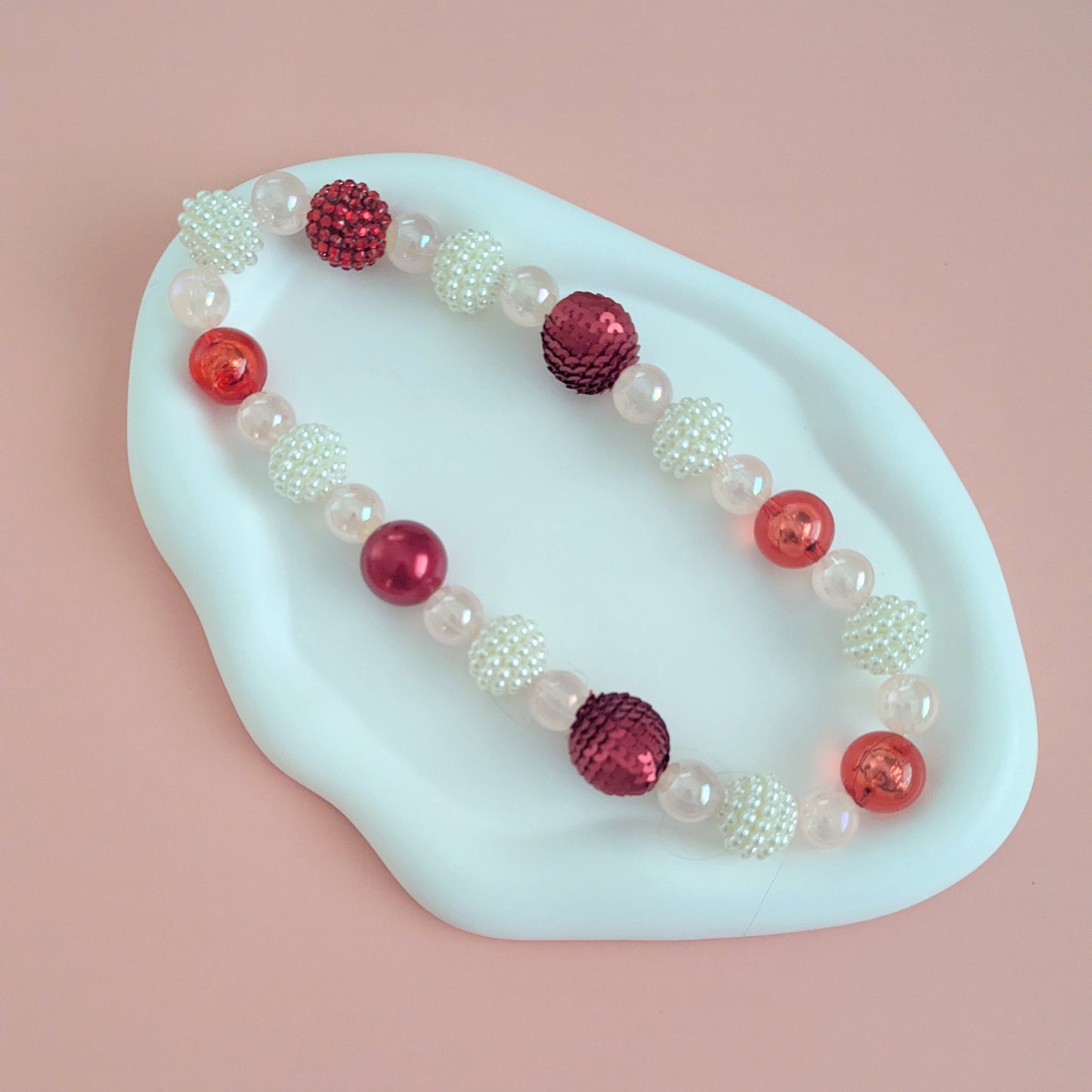 Red, Pink and White Kids Necklace