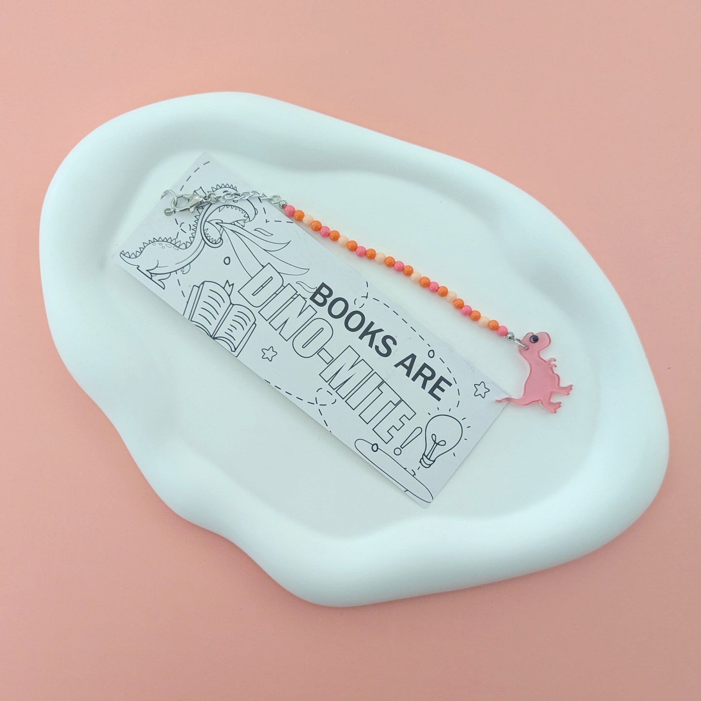 Dinosaur and Rainbow Double Sided Bookmark
