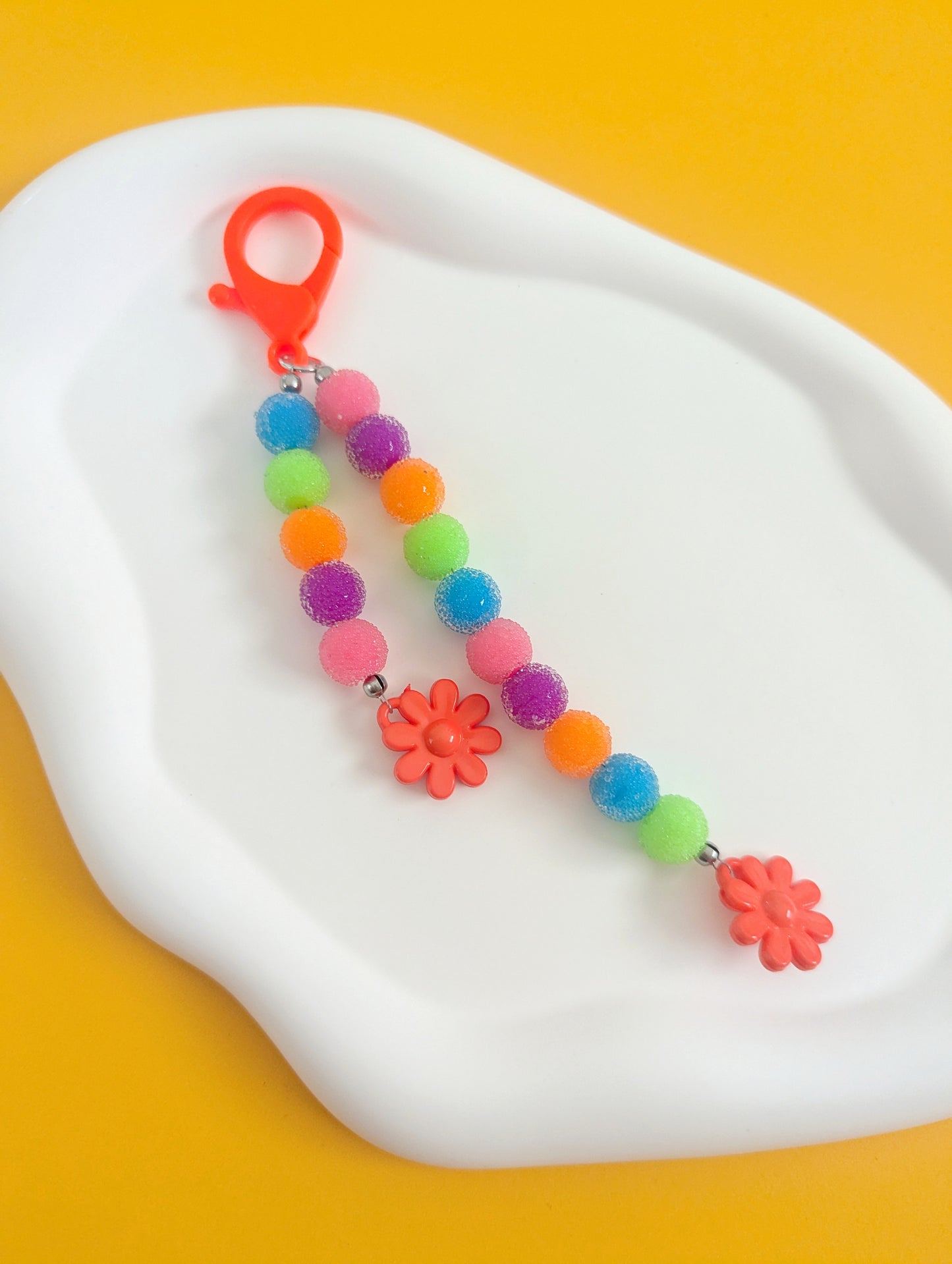 Neon Flower Bag Charm