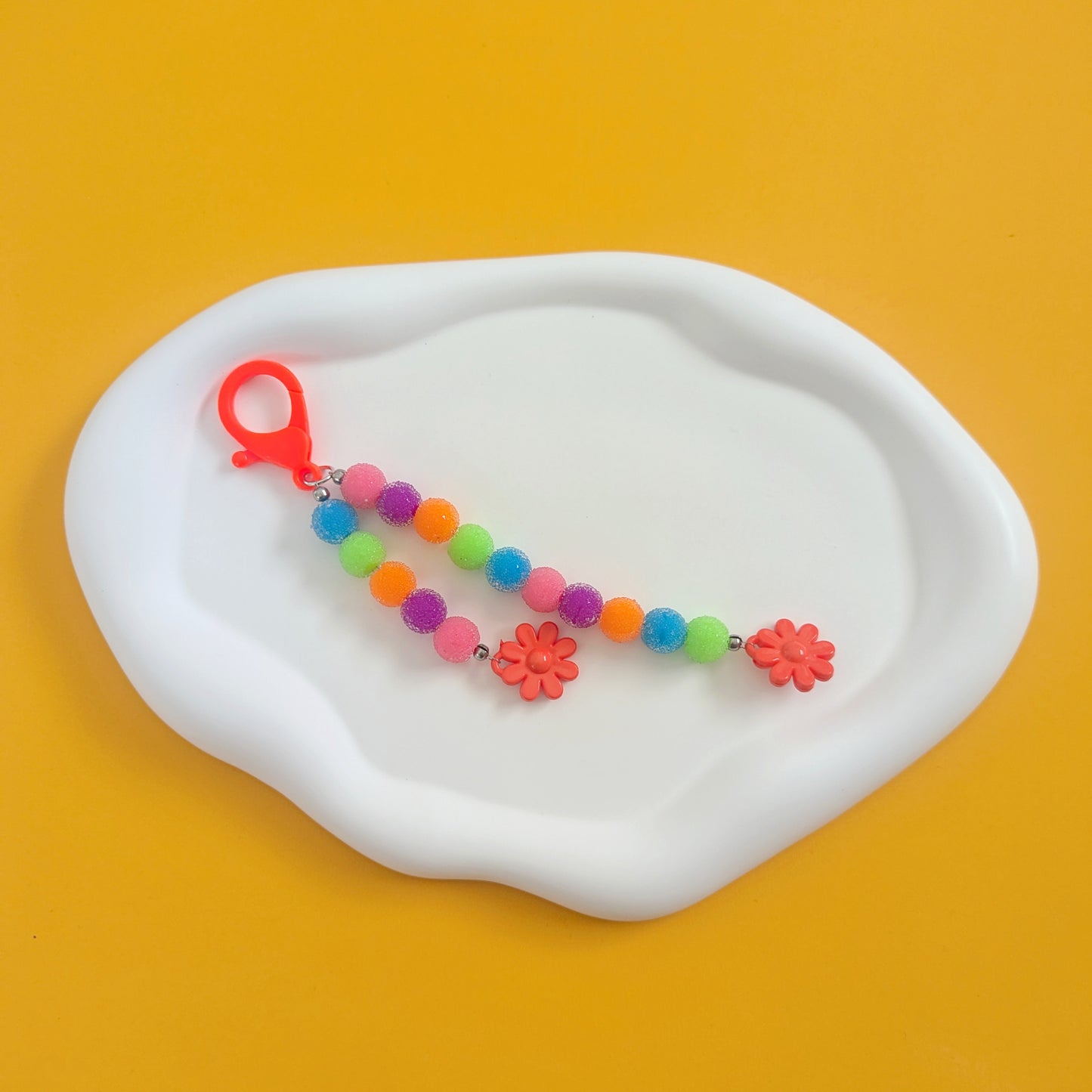 Neon Flower Bag Charm