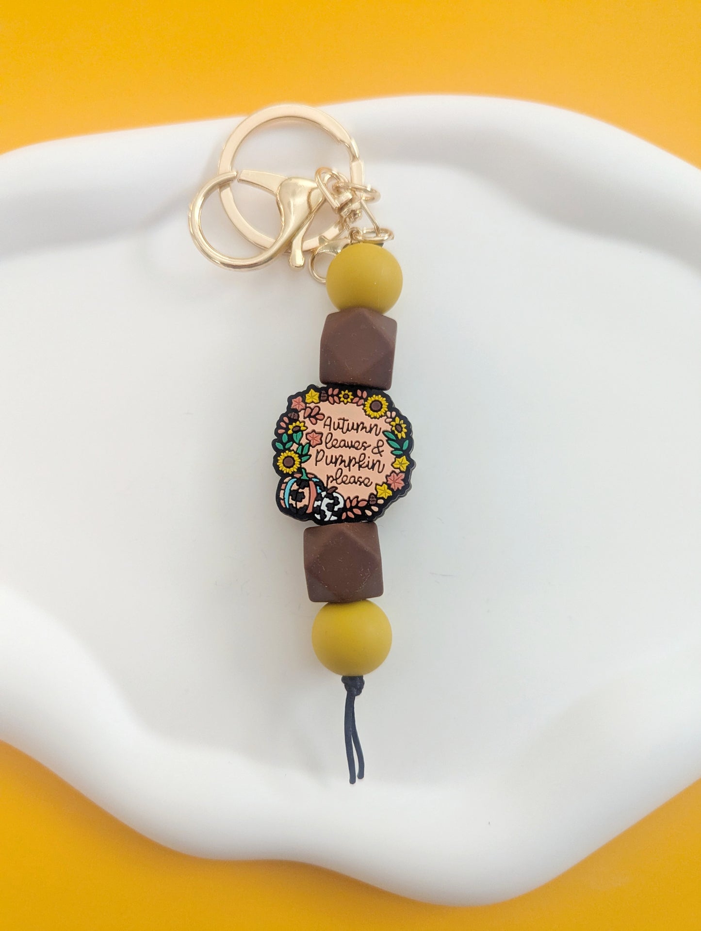 Autumn Leaves and Pumpkin Please Keychains