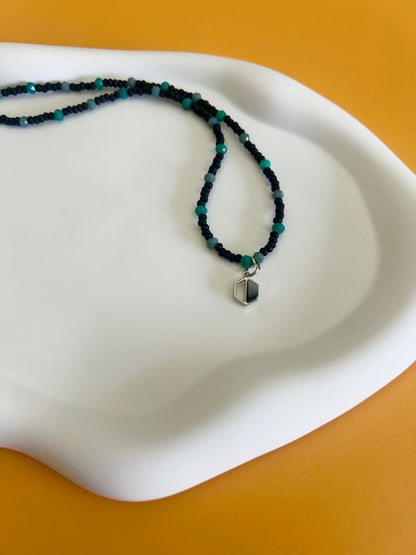 Teal and Black Choker