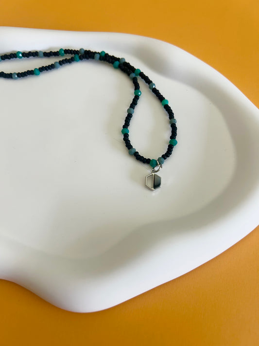 Teal and Black Choker