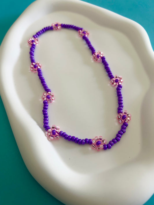 Pink and Purple Daisy Choker