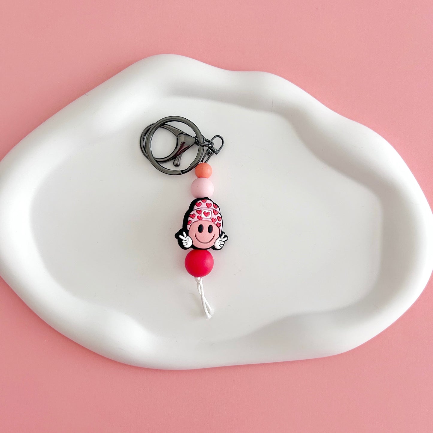 Beanie Smiley Keychain