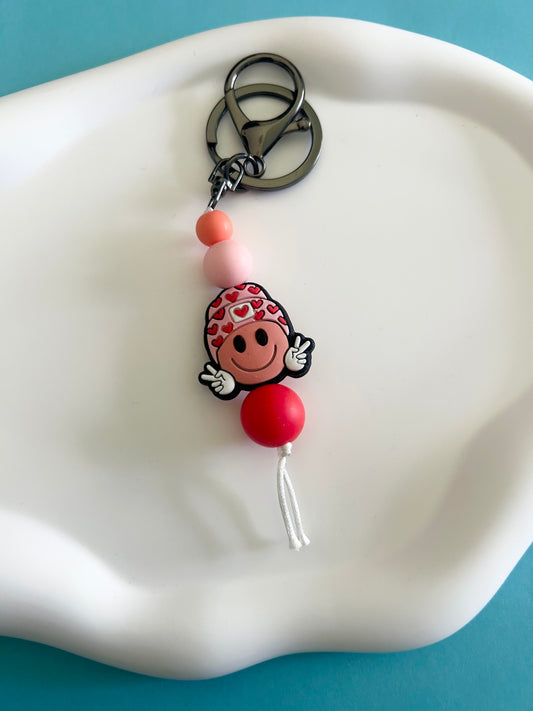 Beanie Smiley Keychain