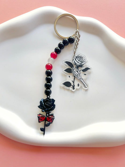 Black Rose Bag Charm