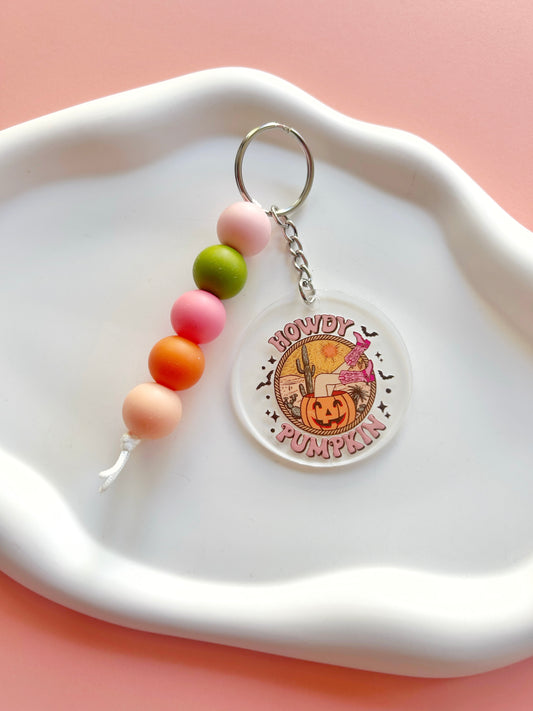 Howdy Pumpkin Keychain