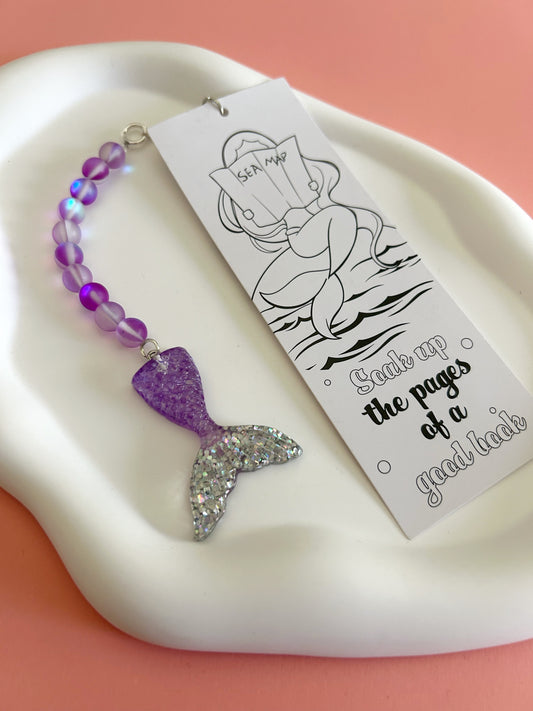 Mermaid and Dolphin Double Sided Bookmark