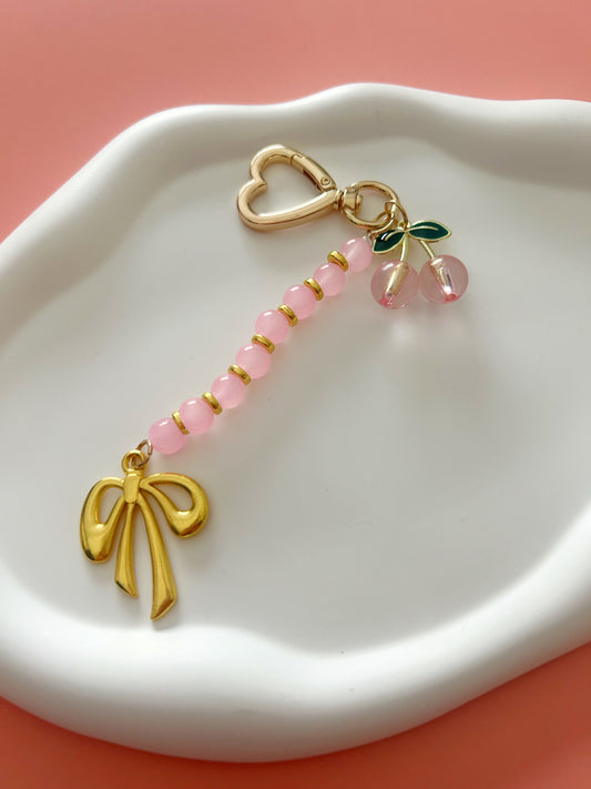 Pink Cherry Bag Charm