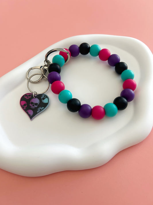 Skull Charm Wristlet Keychain