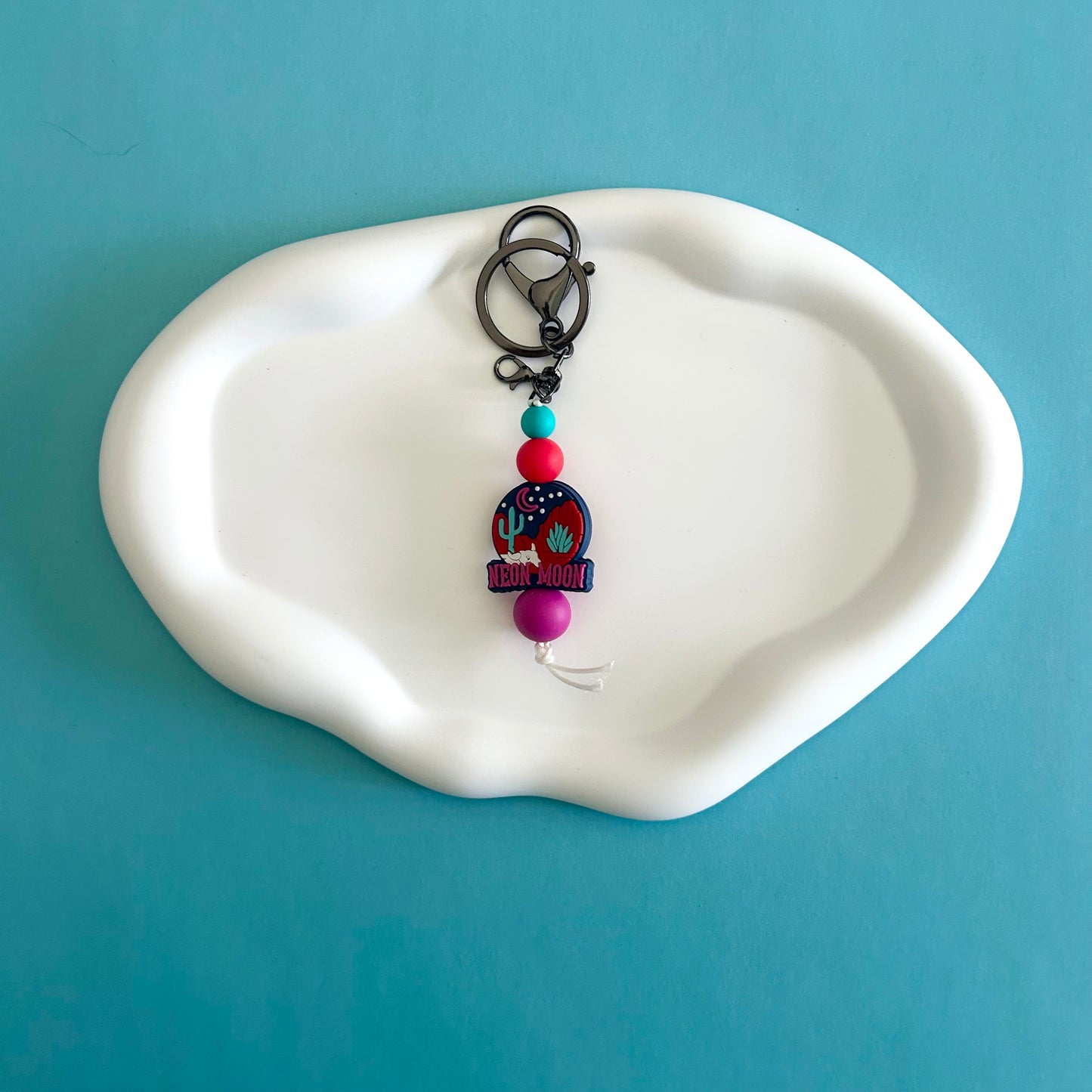 Neon Moon Keychain