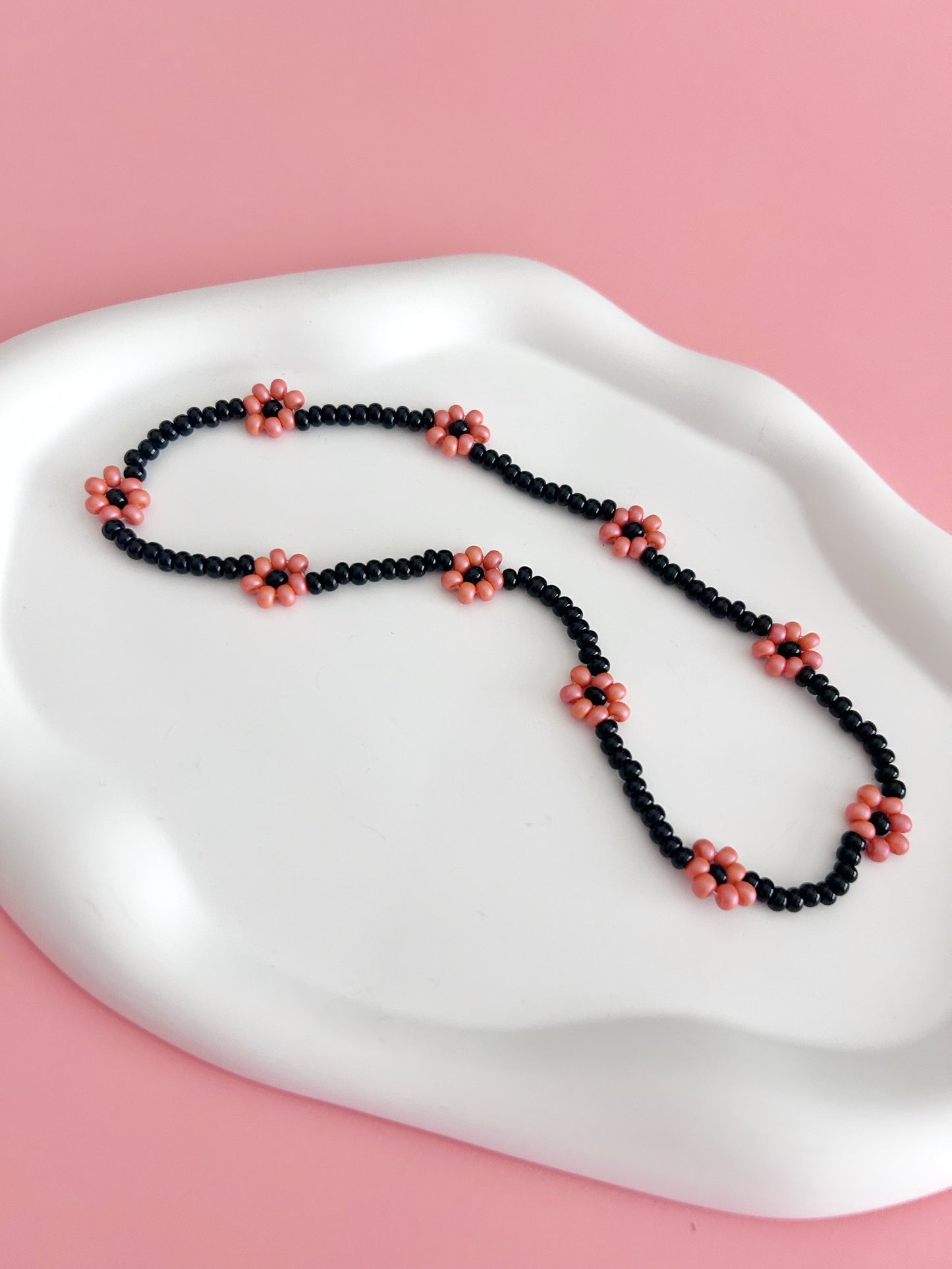 Pink and Black Daisy Choker