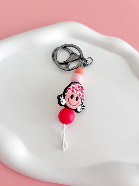 Beanie Smiley Keychain