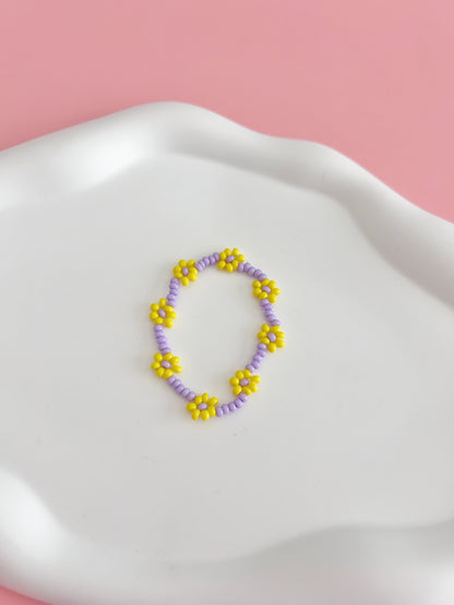 Yellow and Purple Daisy Bracelet