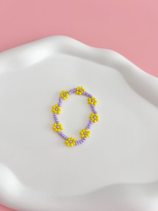 Yellow and Purple Daisy Bracelet