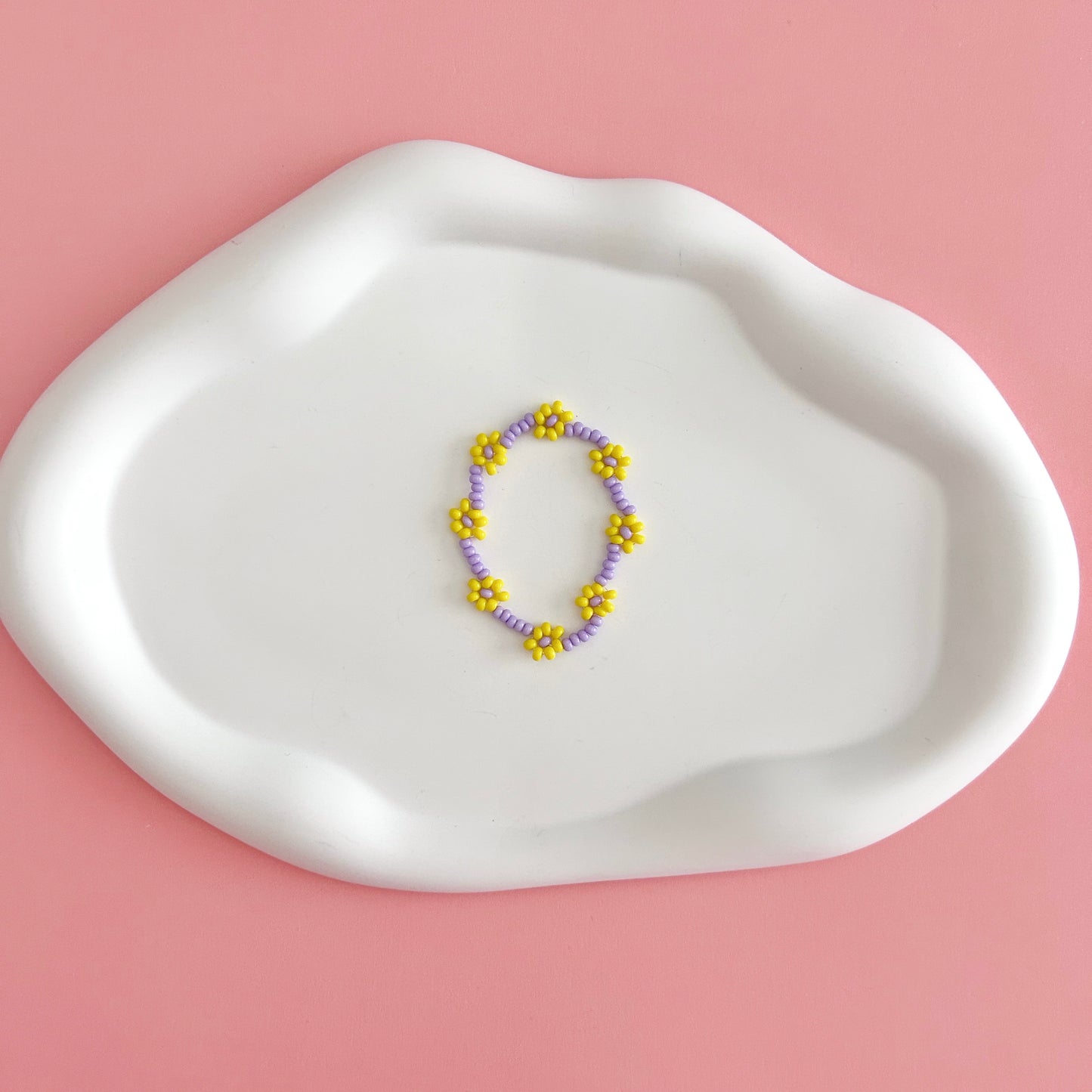 Yellow and Purple Daisy Bracelet