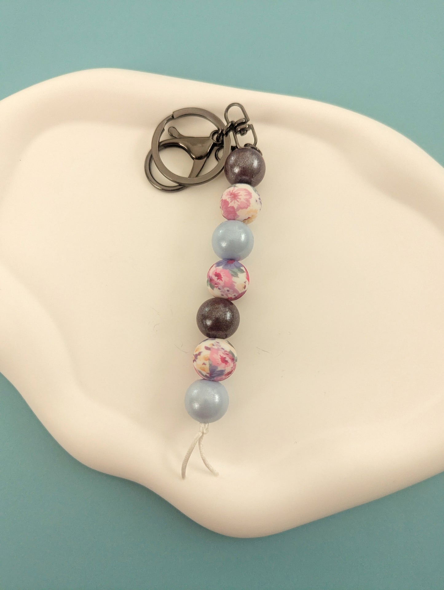 Blue and Purple Floral Keychain