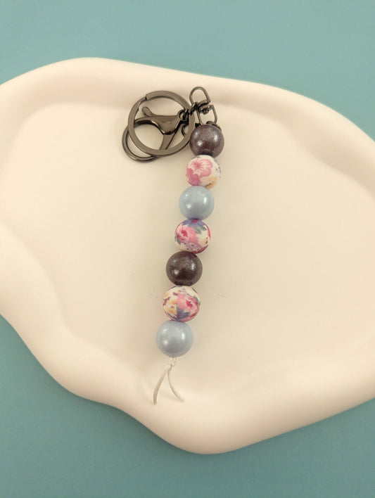 Blue and Purple Floral Keychain