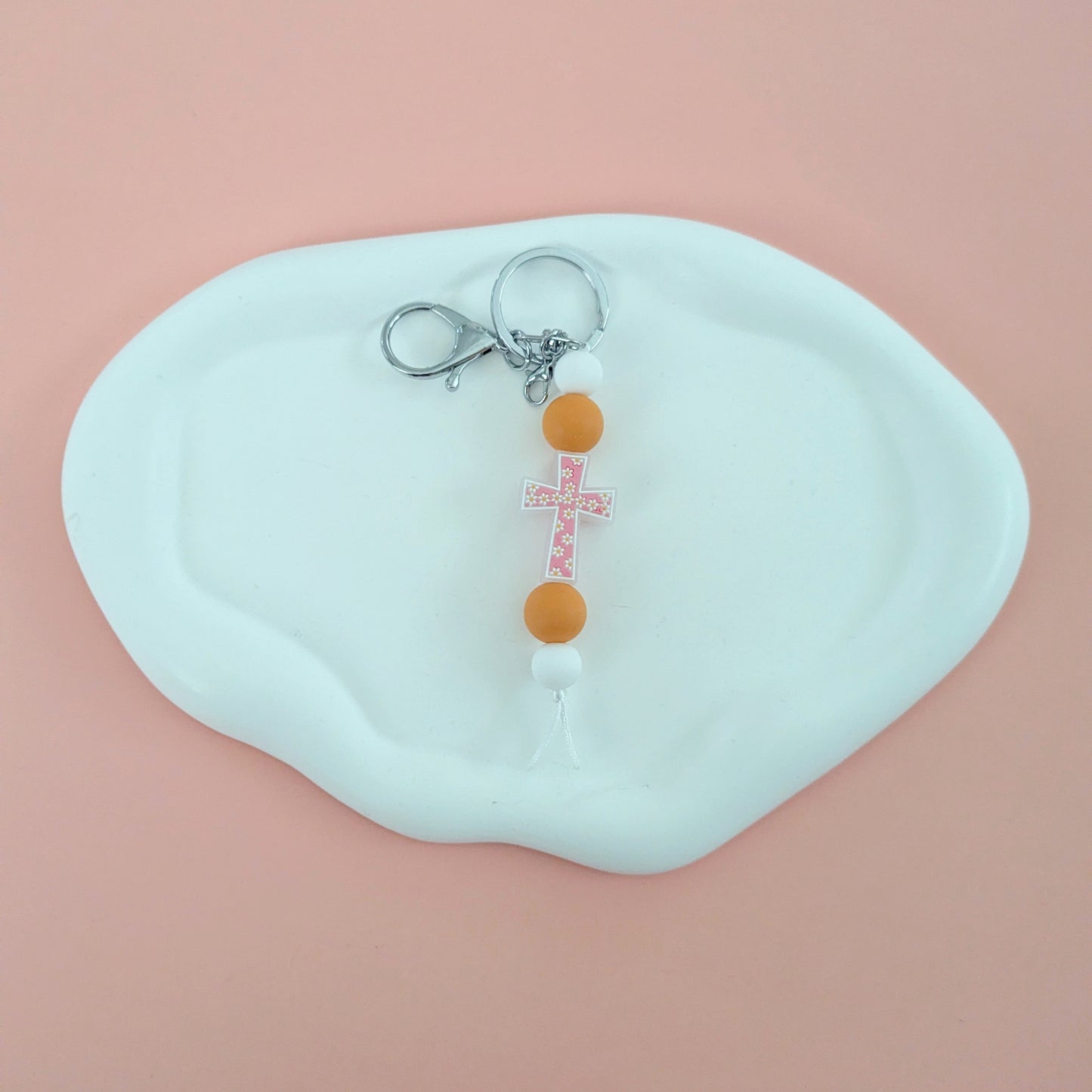 Floral Cross Keychain