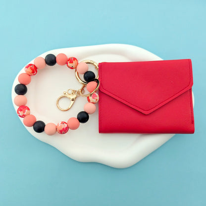 Floral Red and Black Wristlet and Wallet