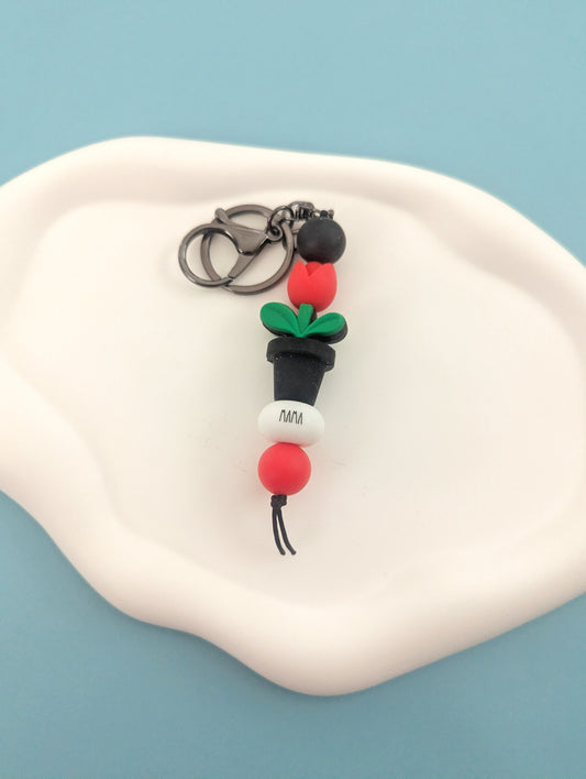 Red Tulip Mama Keychain