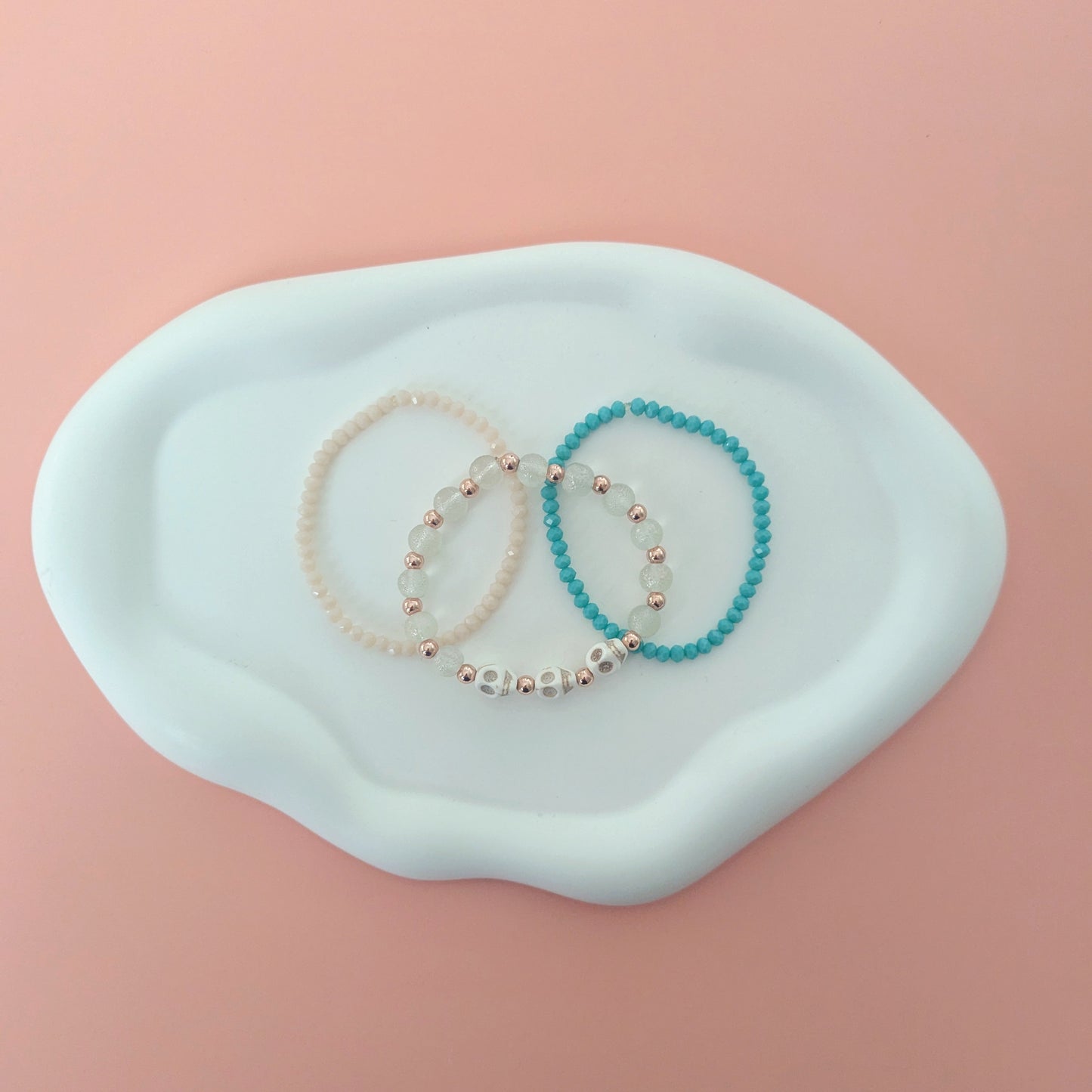 Cream Skull Bracelet Stack