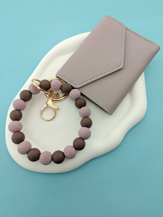 Light Purple and Brown Wristlet and Wallet