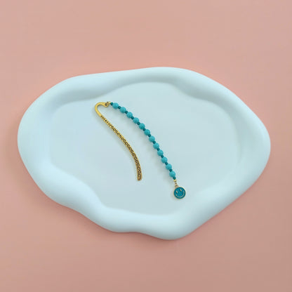 Teal Happy Face Charm Bookmark