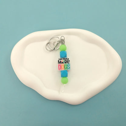 Less People More Dogs Keychain