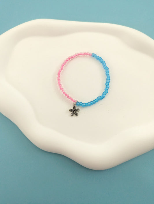 Pink and Blue Flower Charm Bracelet