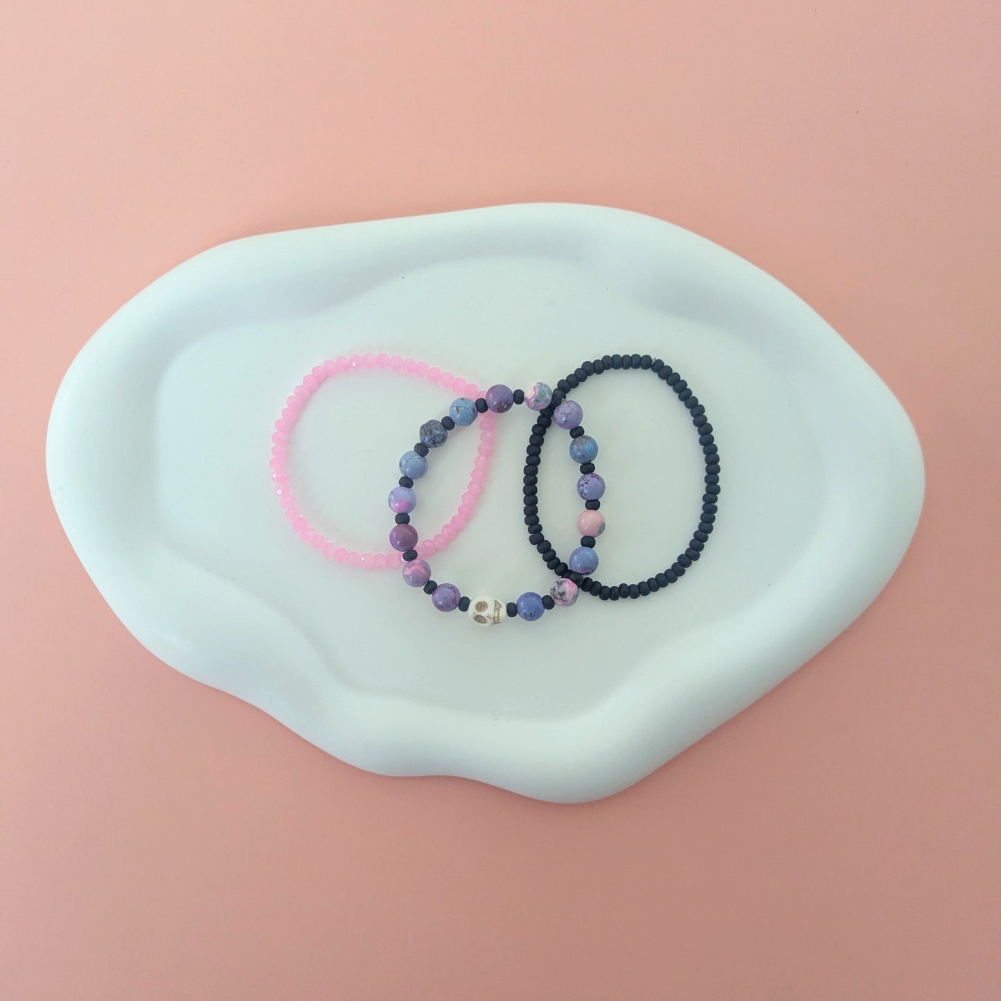 Pink and Purple Skull Bracelet Stack