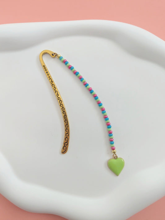Green Heart Charm Bookmark