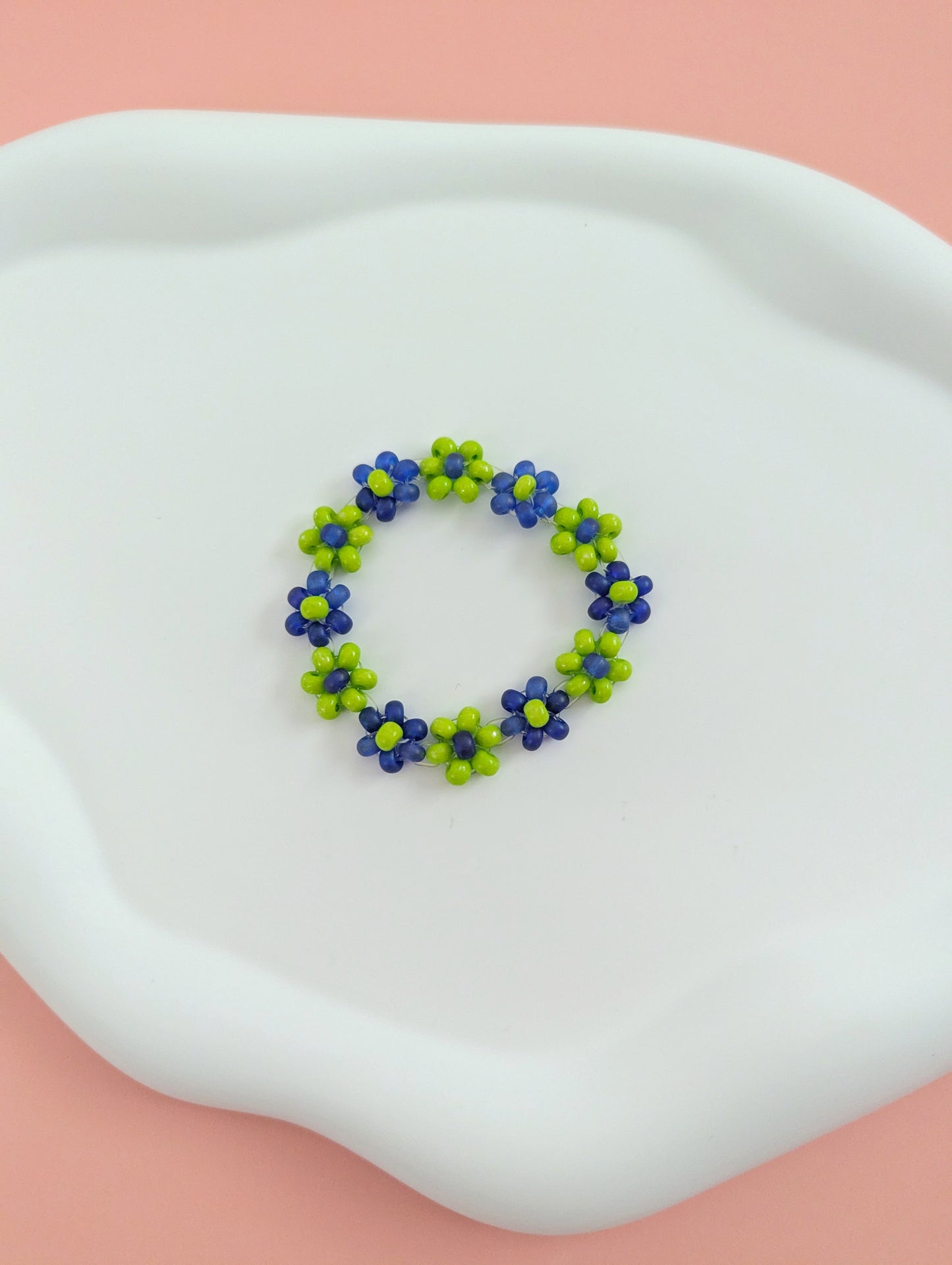 Bright Green and Blue Kids Daisy Bracelet