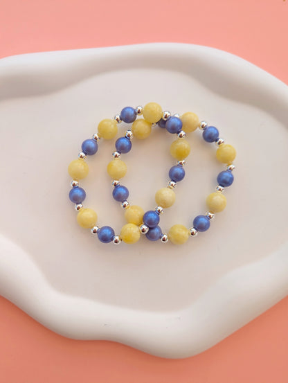 Yellow and Blue Bracelet Stack