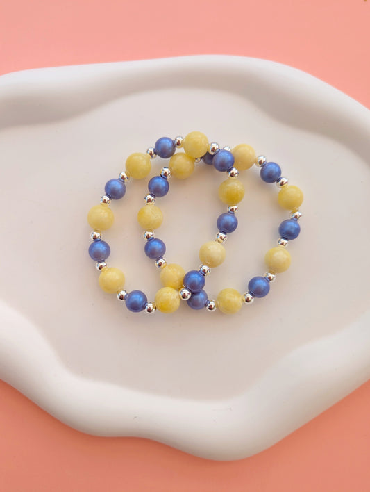 Yellow and Blue Bracelet Stack