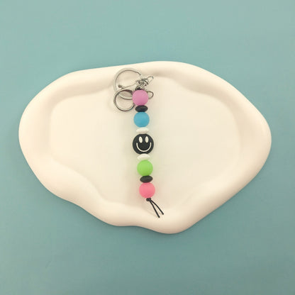 Black Happy Face Keychain