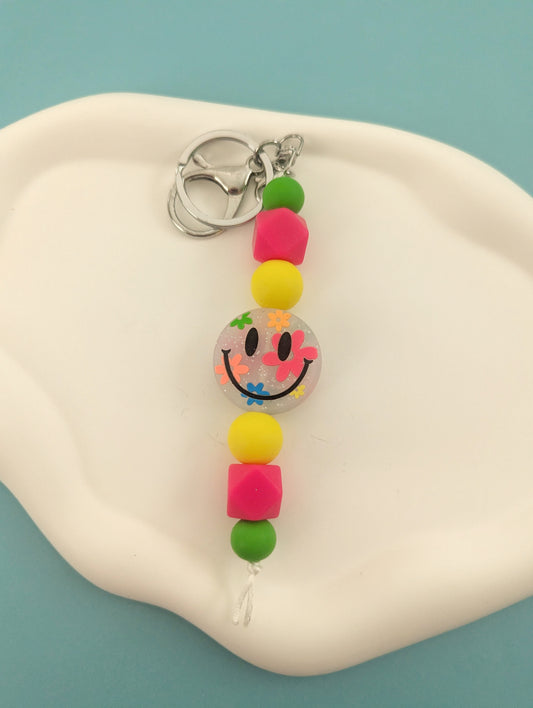 Flower Happy Face Keychain