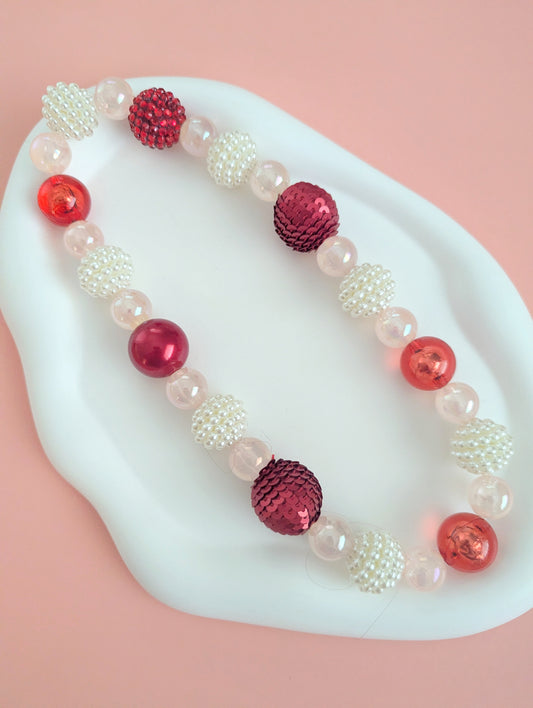 Red, Pink and White Kids Necklace