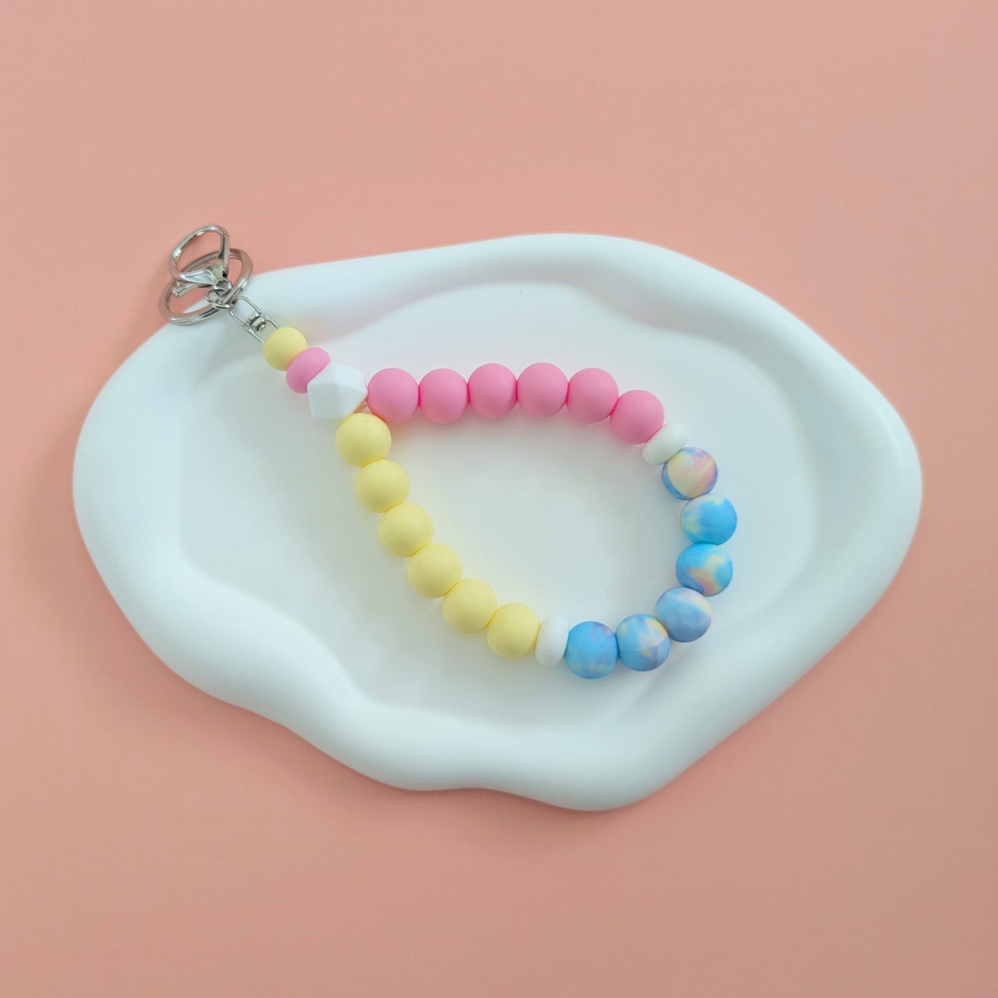 Pastel Tie Dye Teardrop Wristlet Keychain