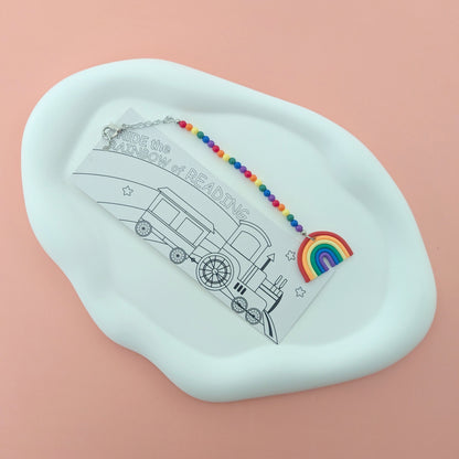 Dinosaur and Rainbow Double Sided Bookmark