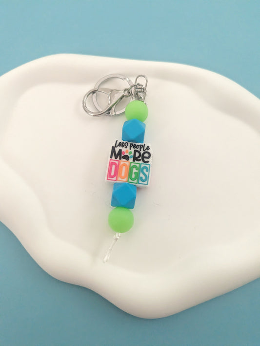 Less People More Dogs Keychain