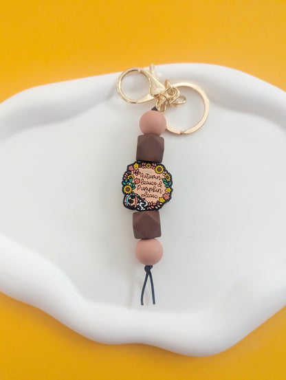 Autumn Leaves and Pumpkin Please Keychains