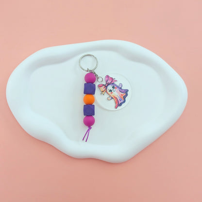 Ghost with Bow Acrylic Keychain
