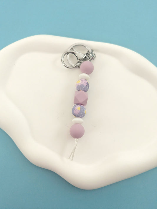 Purple Floral Keychain