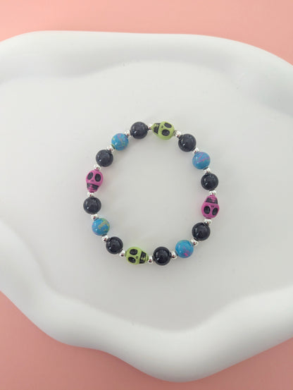 Pink and Green Skull Bracelet